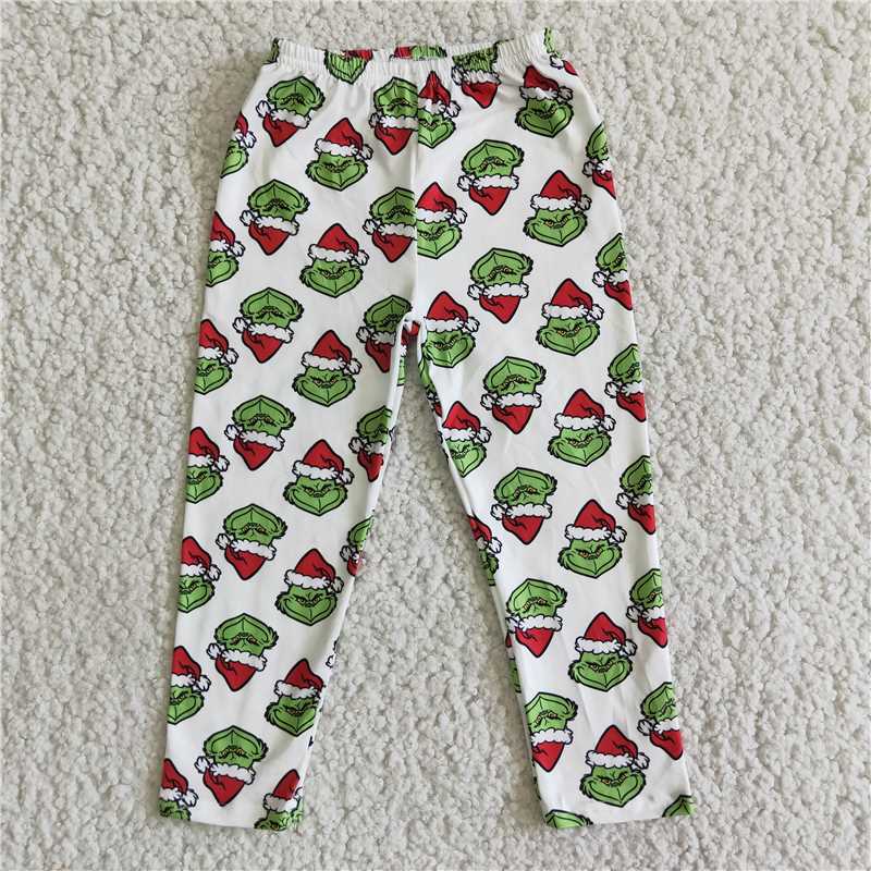 A3-14 Cute green face print baby girls Christmas leggings