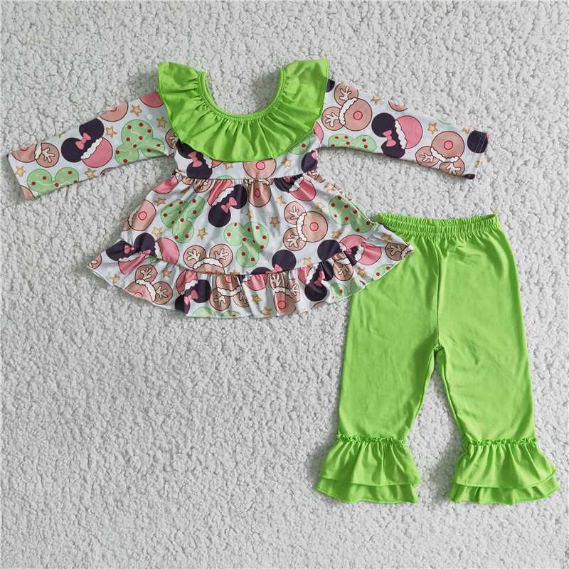 6 B2-40Backless tunic ruffle pants girls Christmas outfits