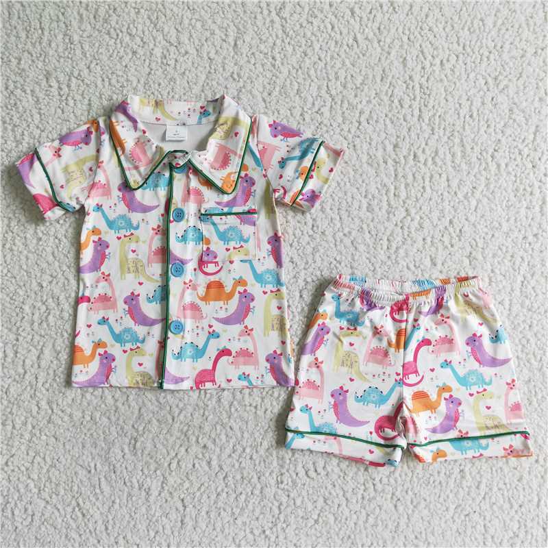 BSSO0052 Baby girls boys dinosaur shorts pajamas sleepwear