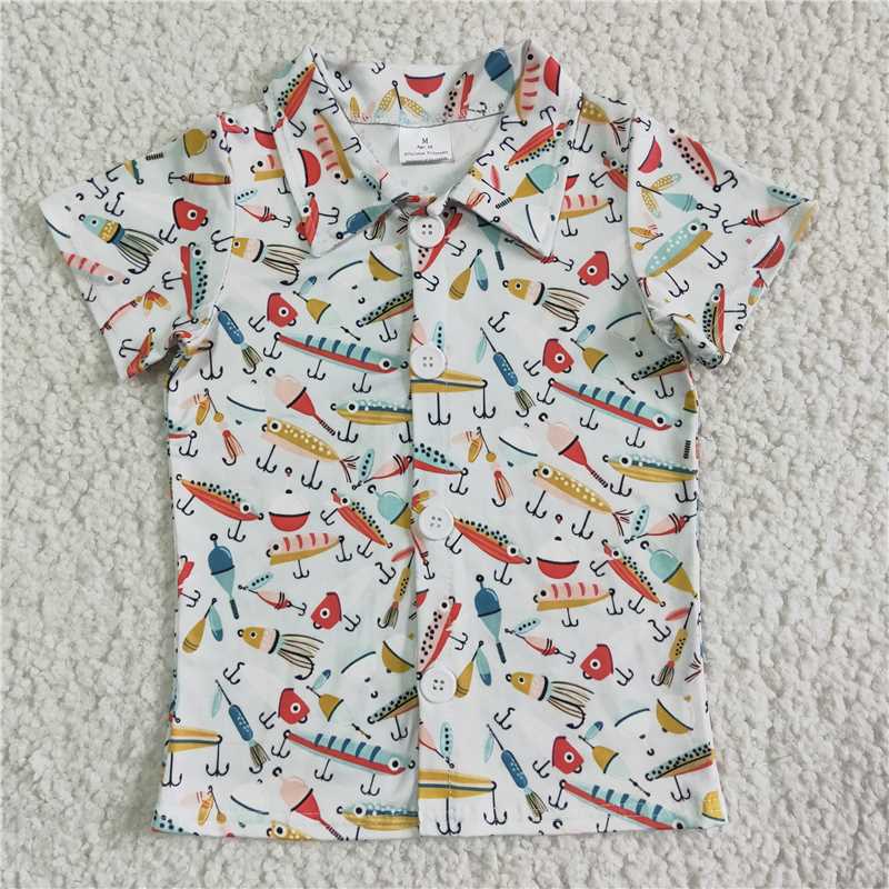 BT0013 Baby Boys western fishingbutton up shirts 4