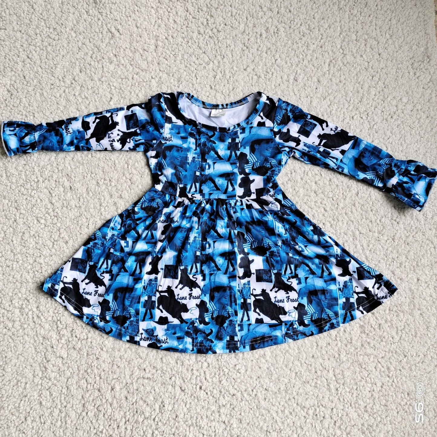 10.4 RTS NO MOQ(In stock)G3-12-4,;' Baby Girls Winter Dress Black horse blue and white long-sleeved dress