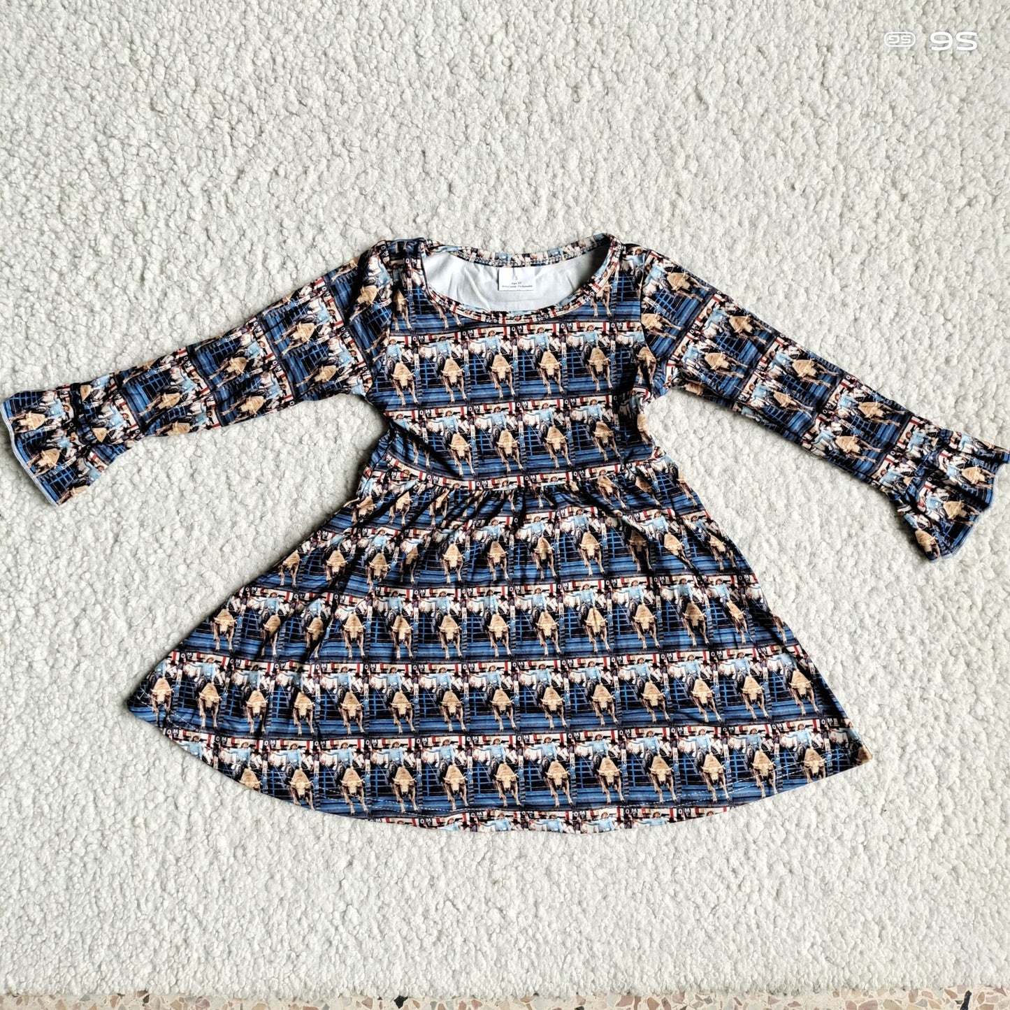 10.3 RTS NO MOQ(In stock)G3-12-6;;' Baby Girls Winter Dress Bullring men's long sleeve dress