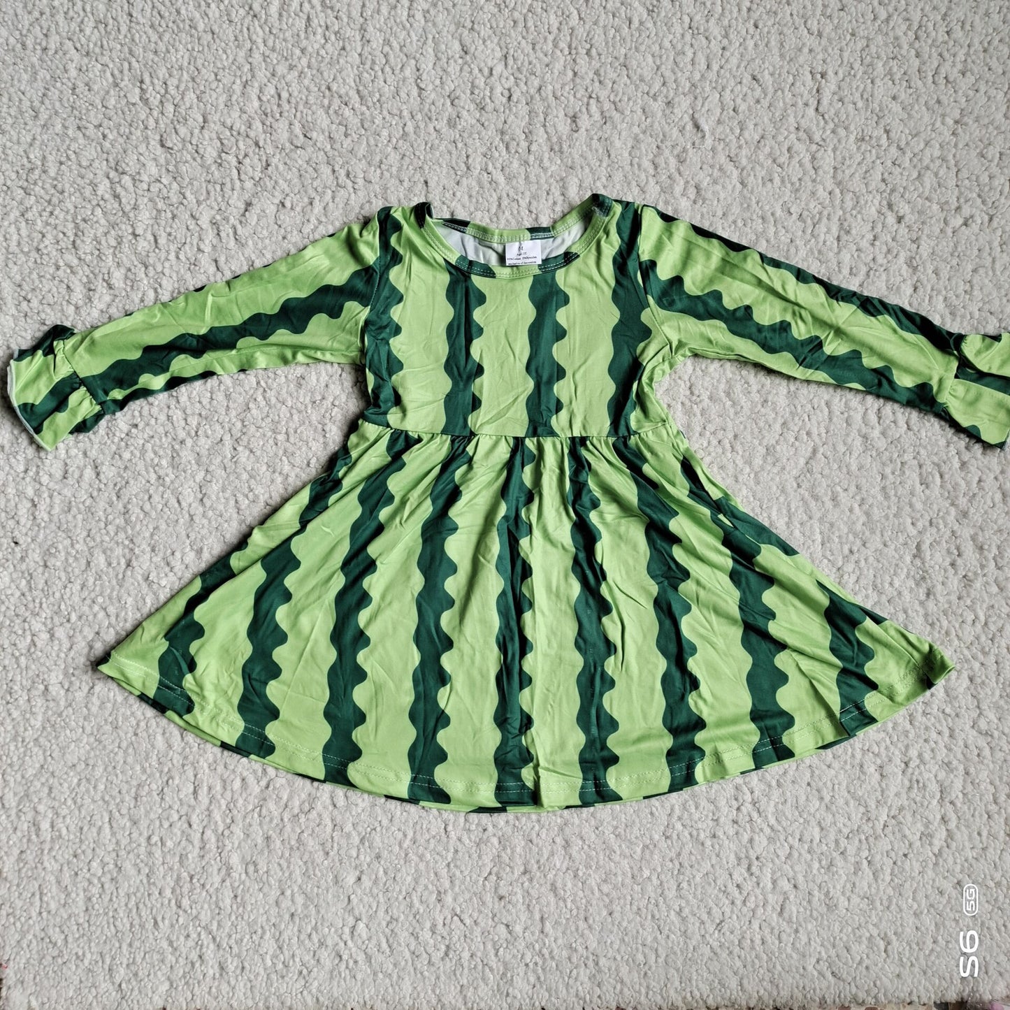 10.3 RTS NO MOQ(In stock)G3-12-5[. Baby Girls Winter Dress Watermelon rind print long-sleeved dress