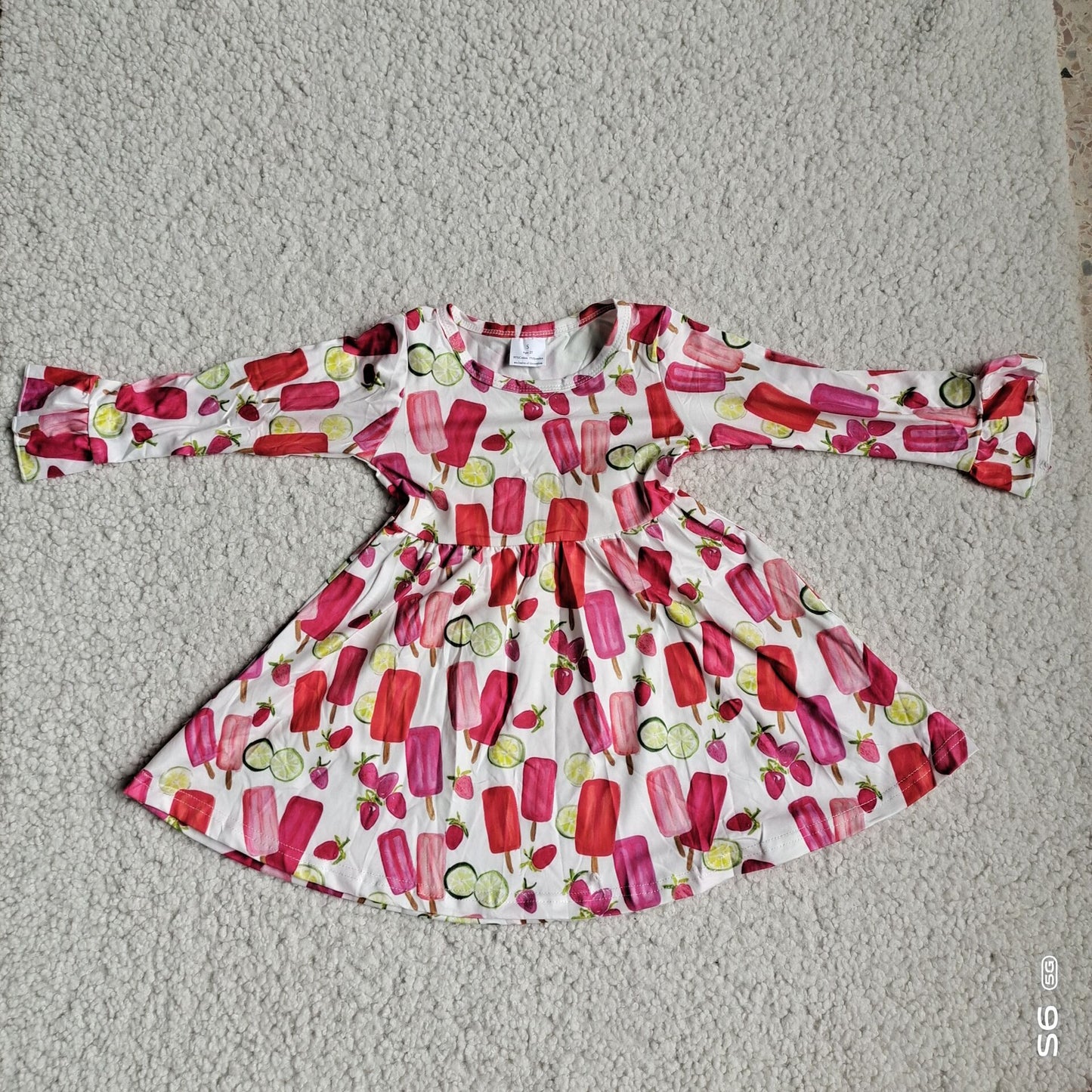 10.3 RTS NO MOQ(In stock)G4-12-1/ Baby Girls Winter Dress Rose purple ice cream long-sleeved dress