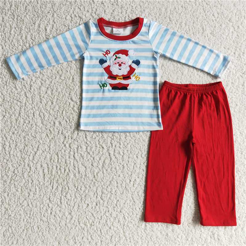 BLP0067Ho ho ho santa embroidery kids boy Christmas outfits
