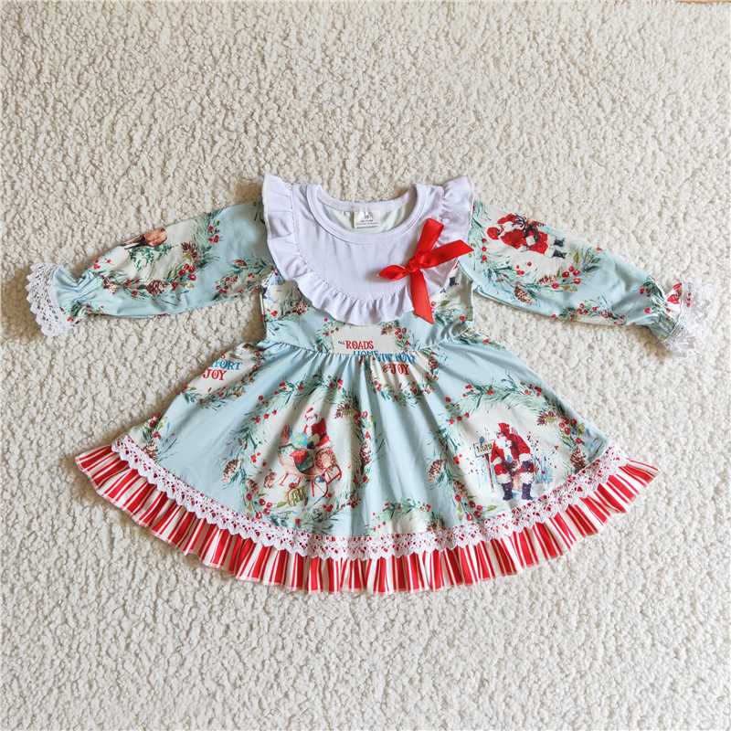 11.26 RTS NO MOQ (In stock)GLD0098 Baby girls Christmas long sleeve house dresses