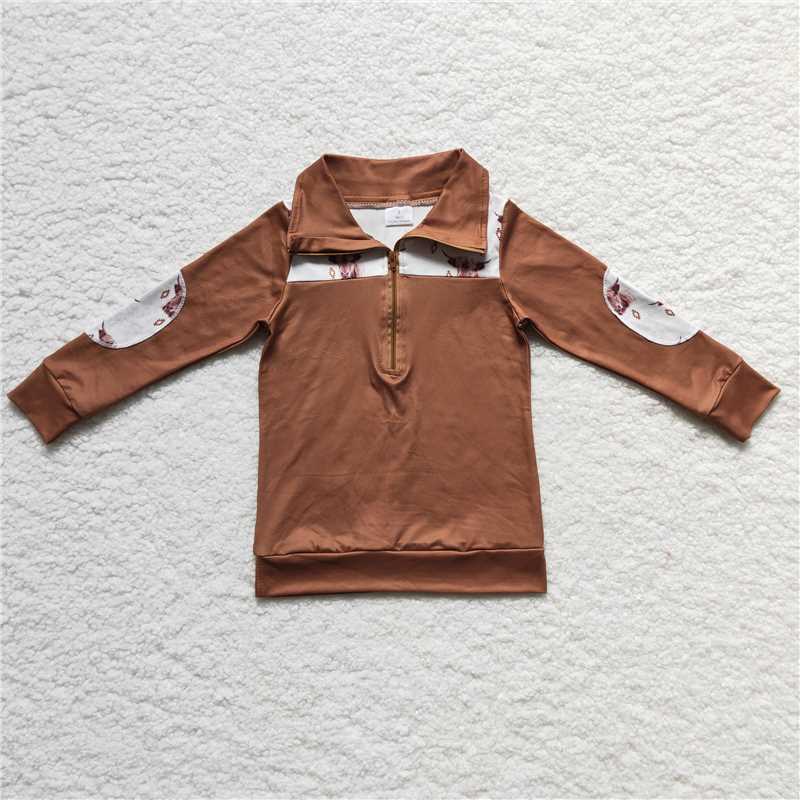 BT0104 Baby boys western Brown Cow pullovers