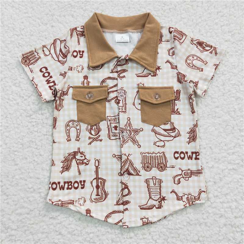 BT0148 Baby Girls Cowboy Western Buttons shirts tops preorder
