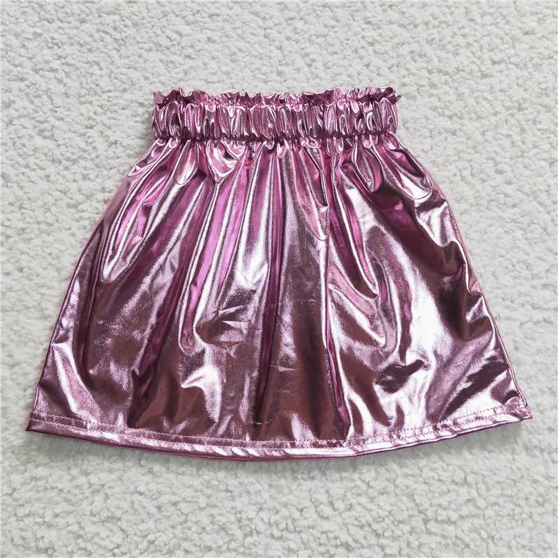 GLK0014 Baby Girls Pink Leather Skirts