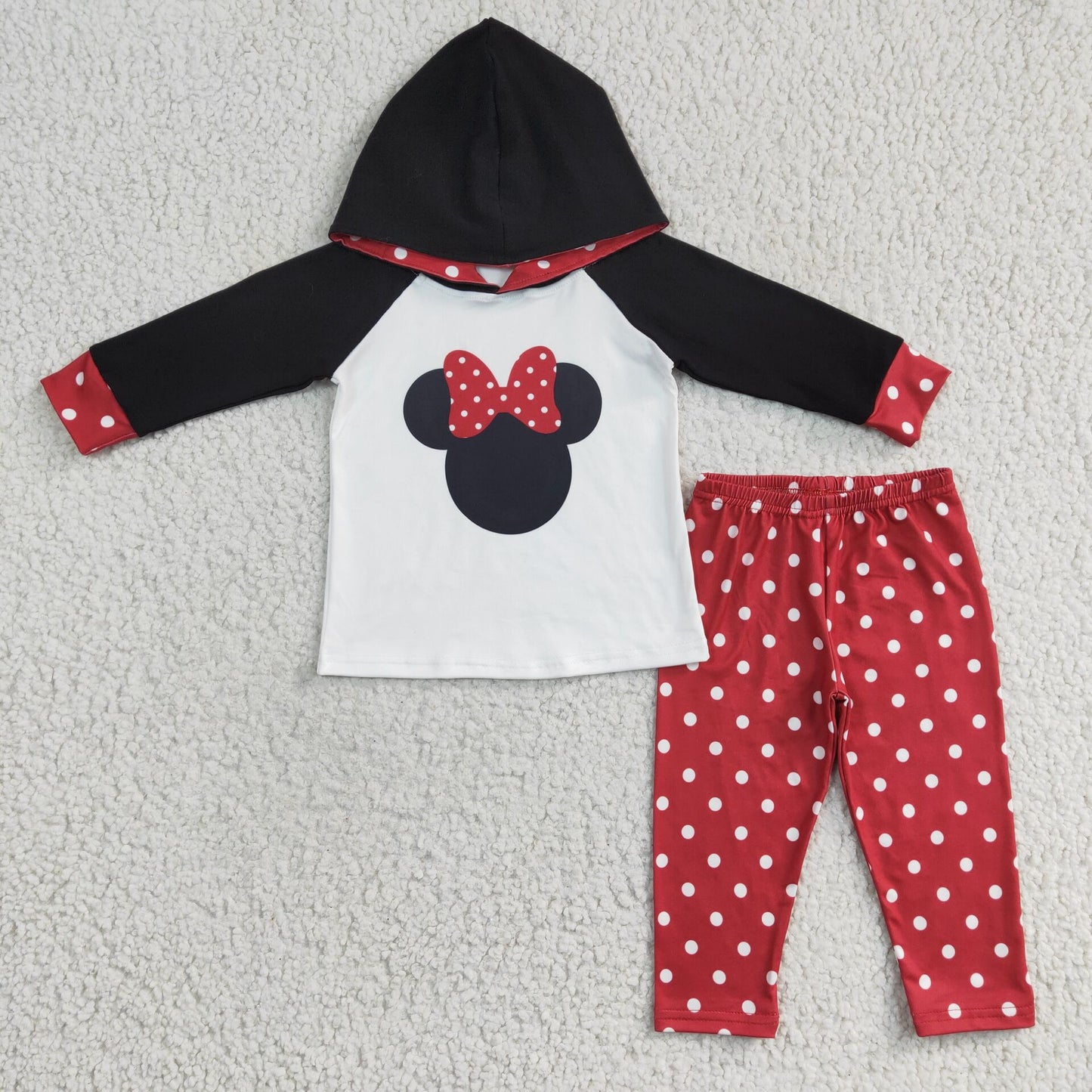 6 B9-5 Mickey hoodie Red polka dot long sleeve suit
