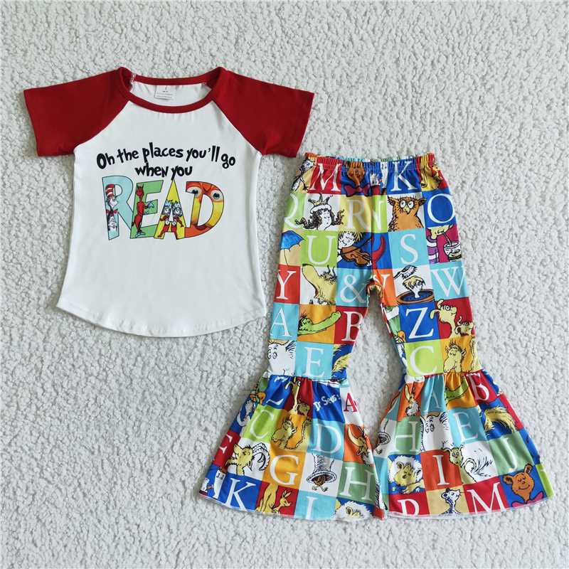 B17-16 Baby girls dr read bell pants sets