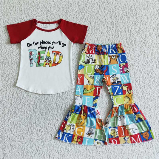 B17-16 Baby girls dr read bell pants sets