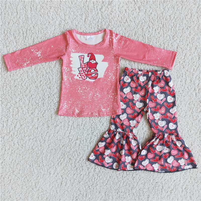 6 B10-2Love gnomies shirt heart print pants baby girls valenitne's clothing