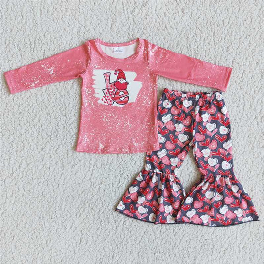 6 B10-2Love gnomies shirt heart print pants baby girls valenitne's clothing