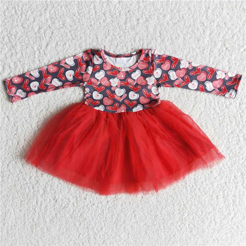 6 A26-19 Valentines heart print tutu chiffon dresses