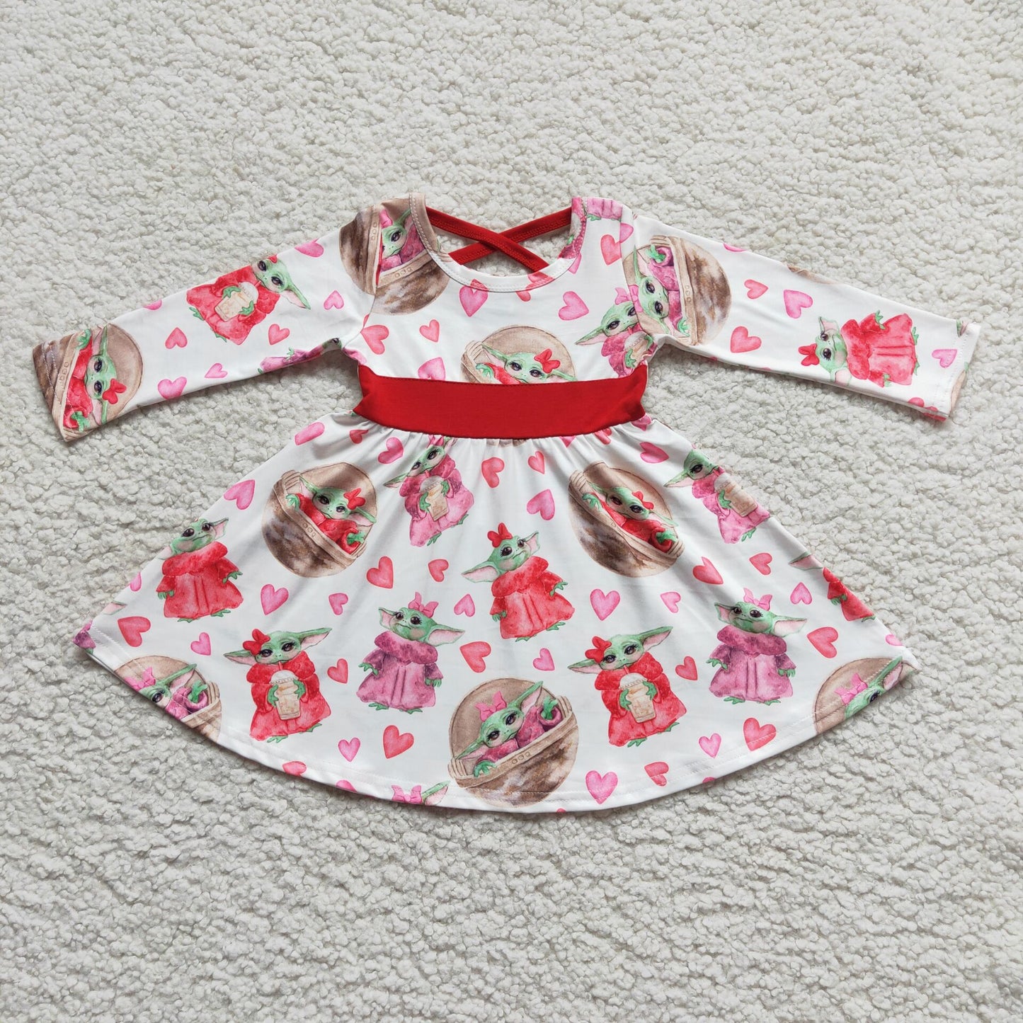6 A2-4 Valentines Girls Cartoon long sleeve dresses