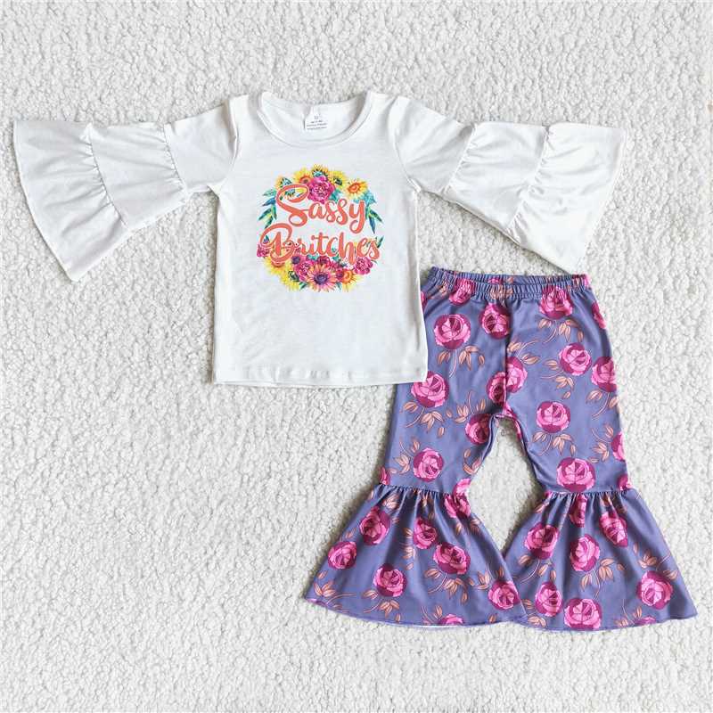 6 A0-11Sassy britches shirt floral pants girls boutique clothes