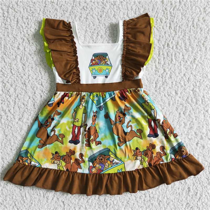 GSD0001Flutter sleeve mystery baby girls summer dresses