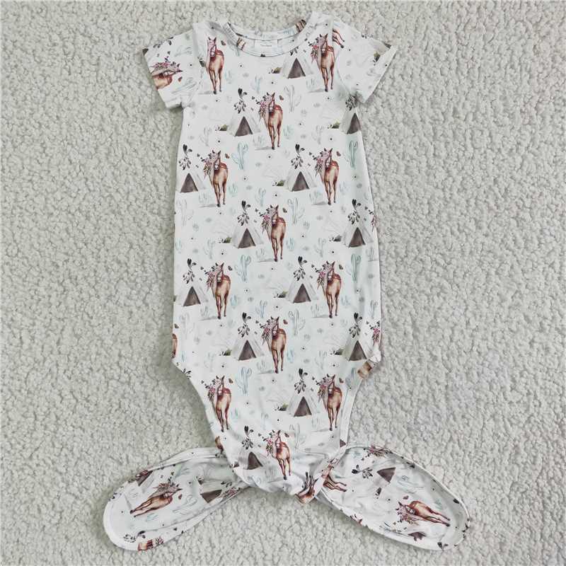 NB0011 Baby newborn western teepee horse gowns
