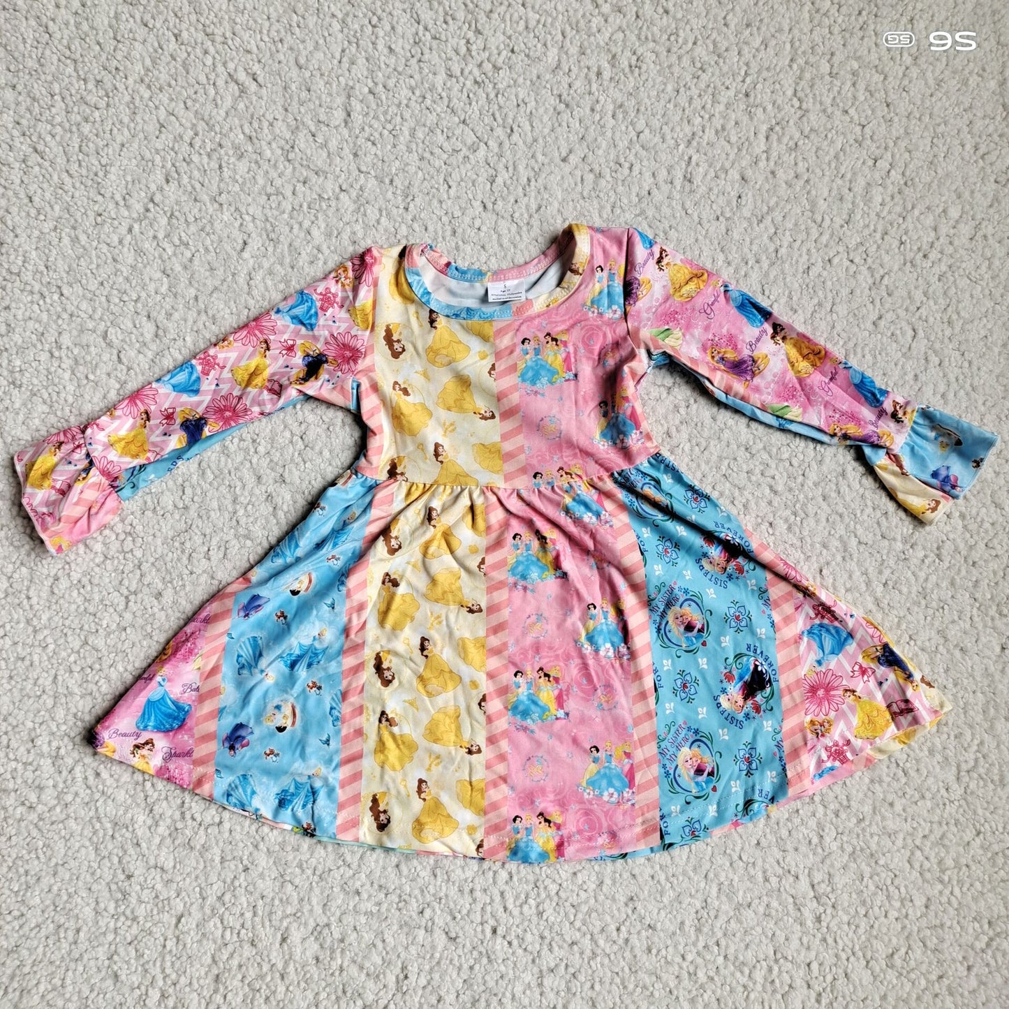 10.2 RTS NO MOQ(In stock)G4-12-5[ Baby Girls Winter Dress Princess Color Split Long Sleeve Dress