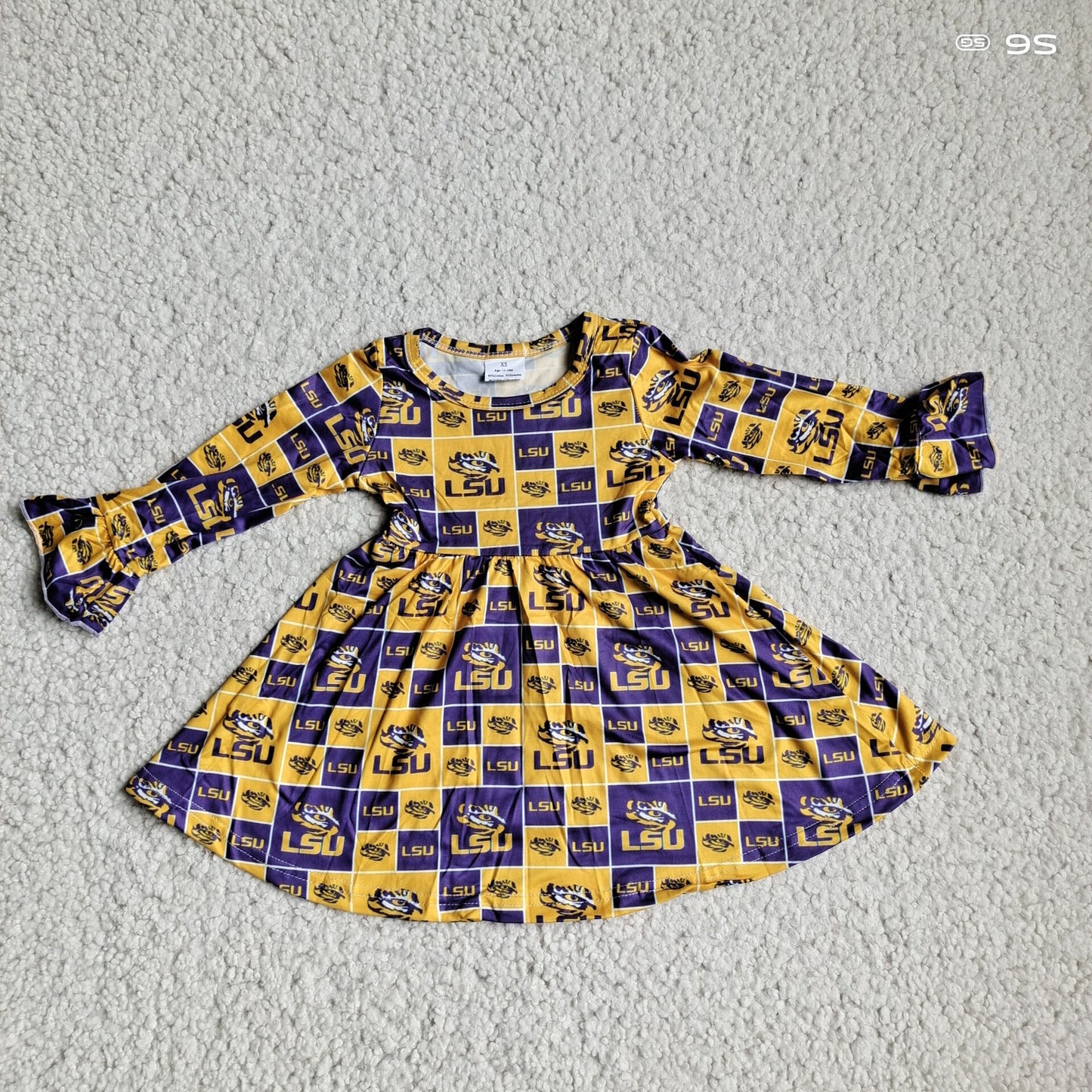 10.2 RTS NO MOQ(In stock)G4-12-5/. Baby Girls Winter Dress Purple and yellow plaid long-sleeved skirt