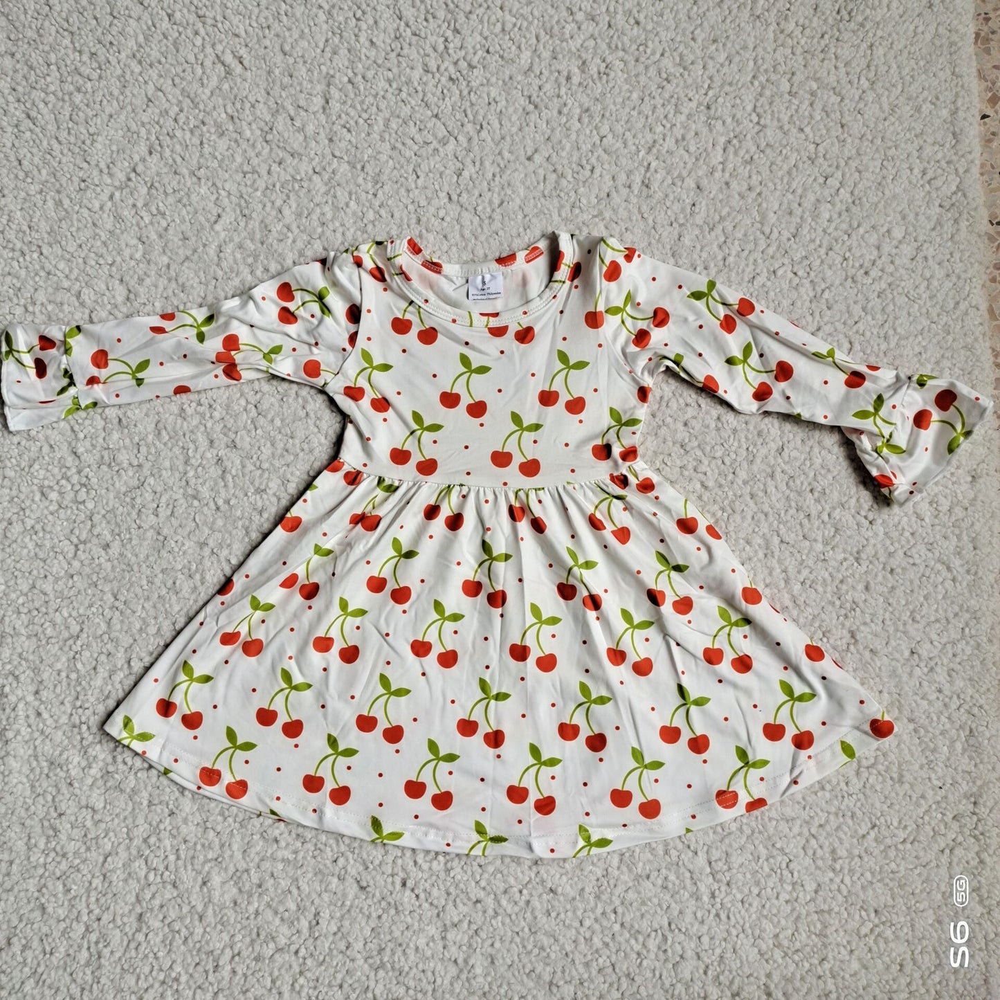 10.2 RTS NO MOQ(In stock)G4-12-7* Baby Girls Winter Dress Orange cherry white long-sleeved dress