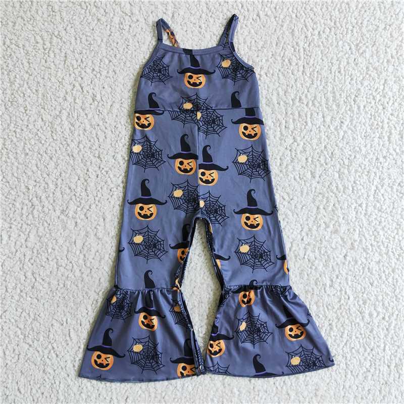SR0066 Baby girls Halloween grey pumpkin Jumpsuits