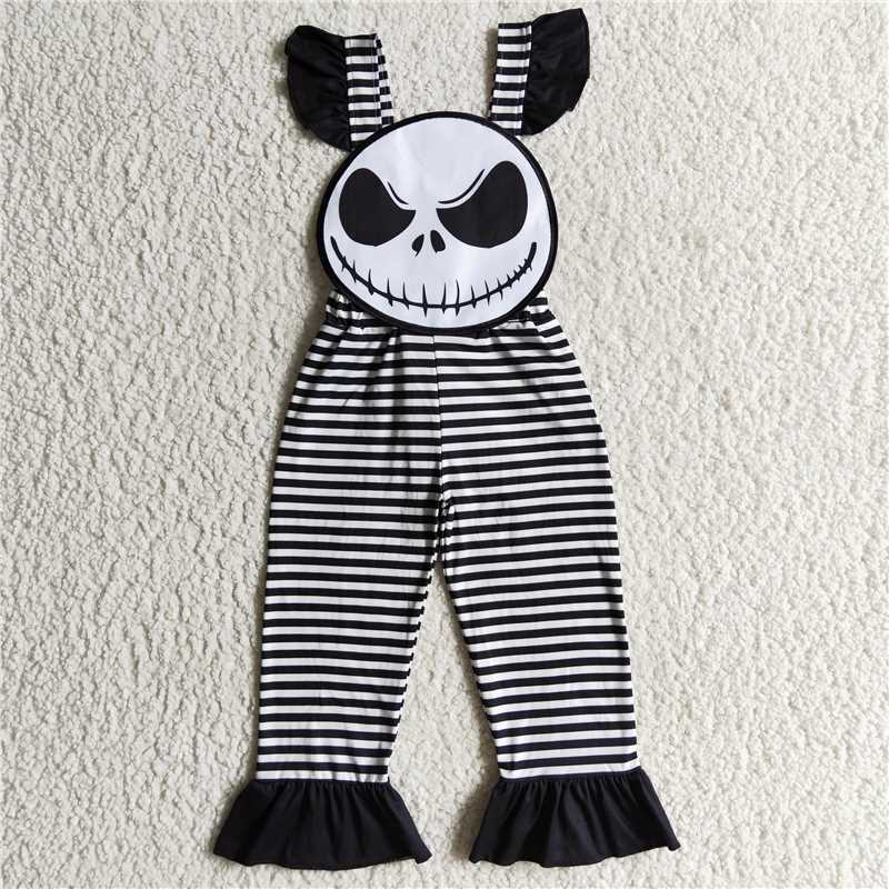 SR0081 Baby girls Halloween black stripe jumpsuits Overall
