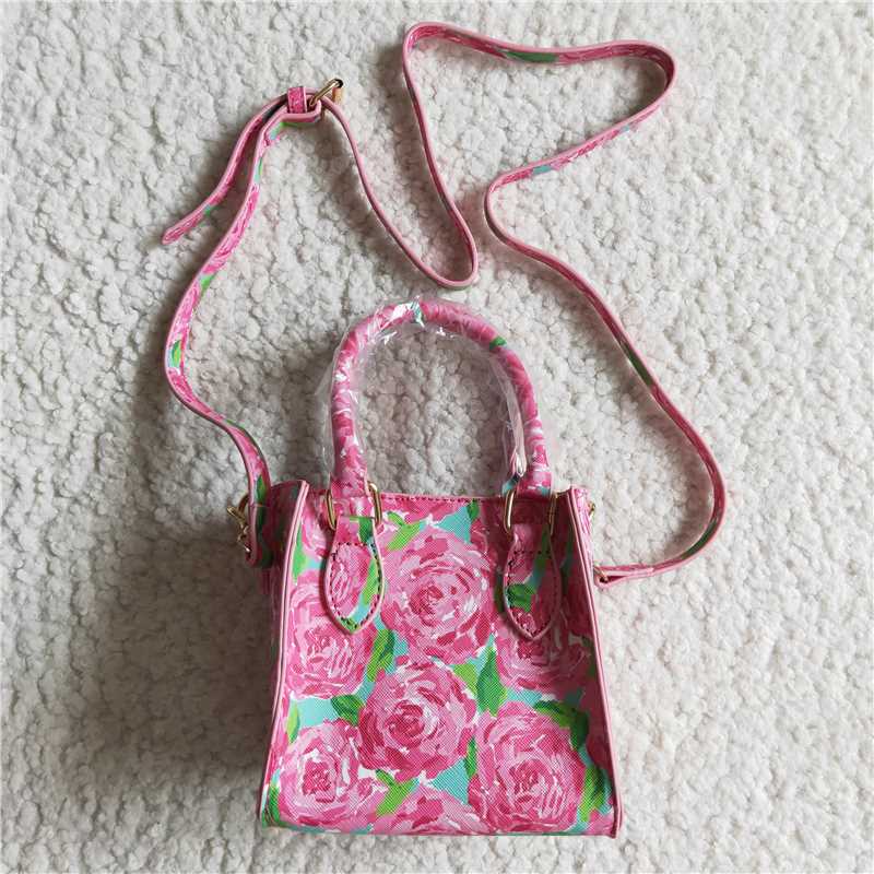 BA0024 Pink flower rose baby girls cute western bags