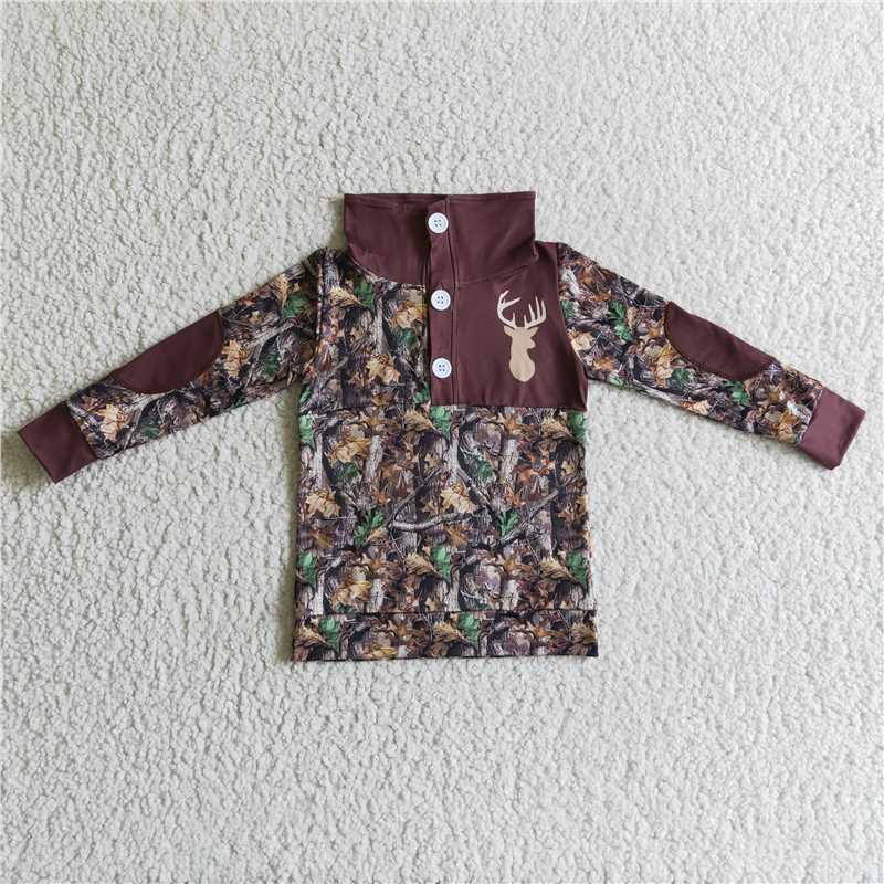 BT0078 baby Boys camo deer pullover button shirts