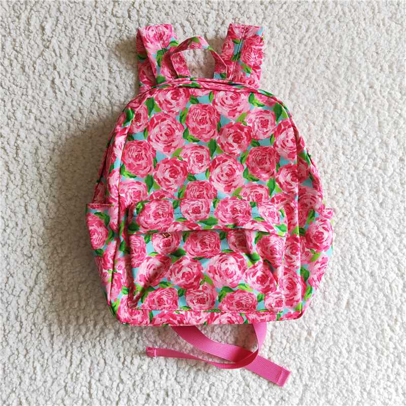 BA0022 Hotpink flower rose back bags