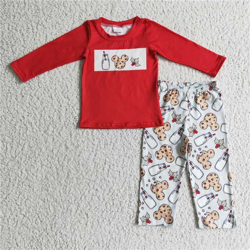 BLP0123biscuit milk print kids boy Christmas clothes