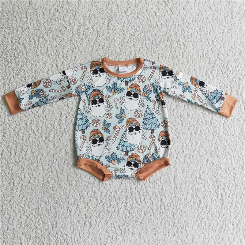 Baby kids cartoon Christmas character long sleeve short romper