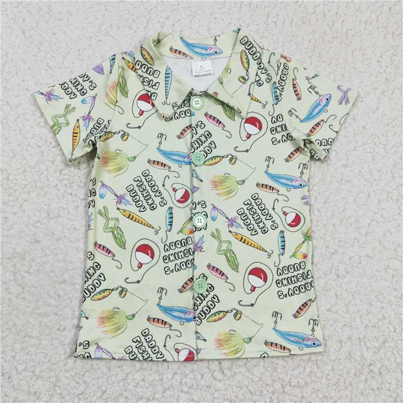 BT0125 Baby Boys Fishing button ups short Sleeve shirts tops