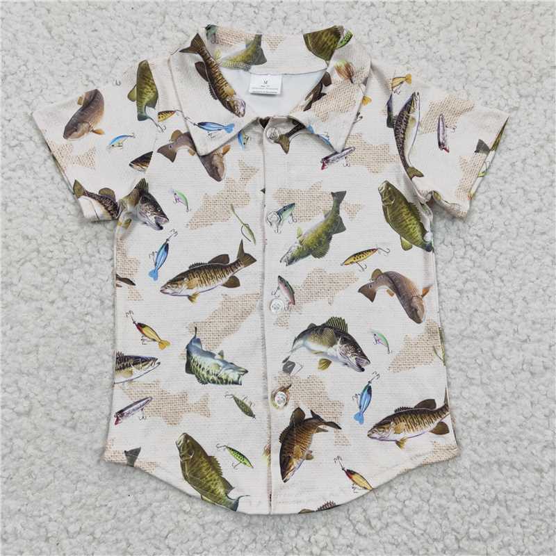 BT0179 RTS NO MOQ Baby Boys Summer Tops Baby Boys Fishing Short Sleeve T-shirts tops