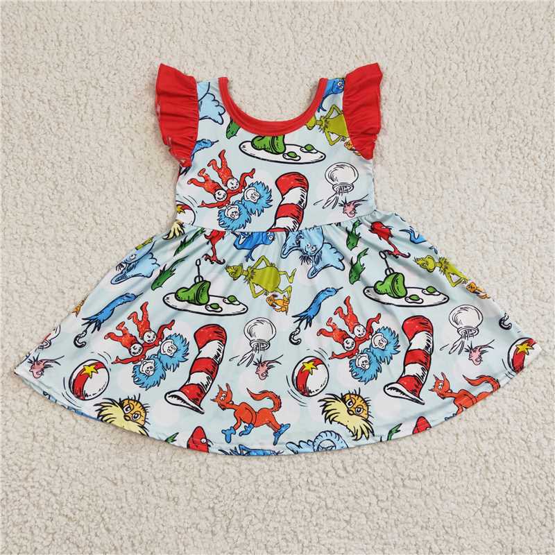 GSD0211 Girls Dr Seuss flying sleeve dress