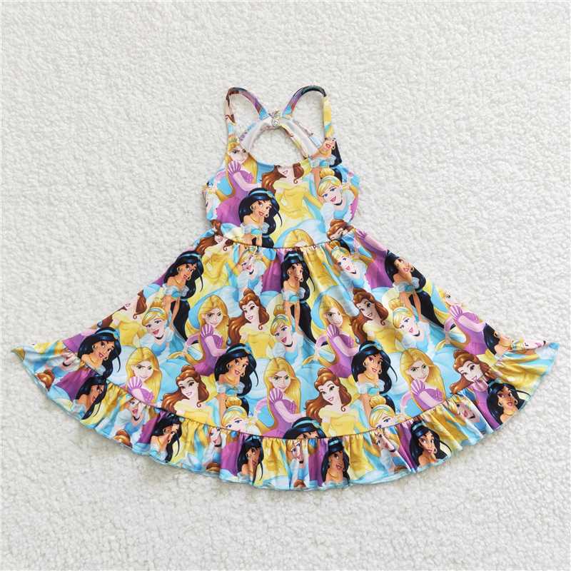 GSD0282 Baby Girls Princess Colorful Strap Knee Length Dresses