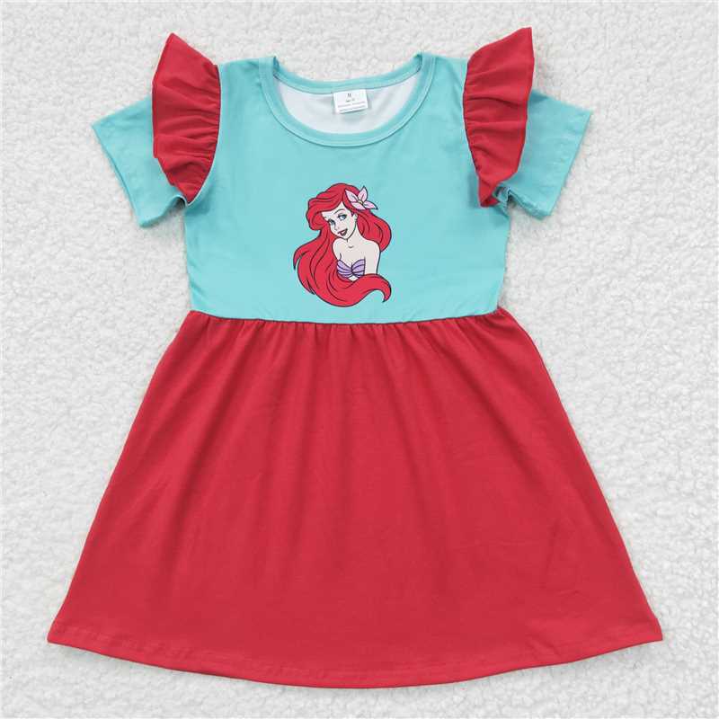 GSD0250 Solid short sleeves princess baby girls dresses