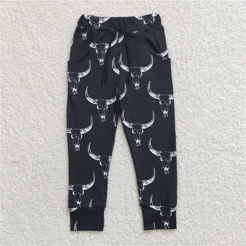 P0089 P0087 P0091 P0088 P0272 Baby Boys Hand-painted Bull Head-Horse Pattern Drawstring Trousers