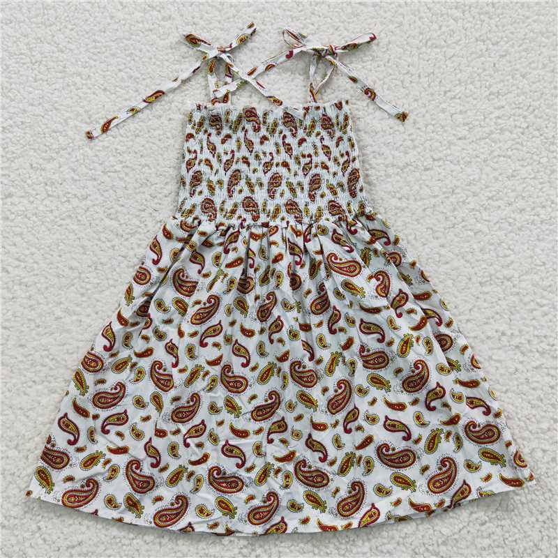 GSD0373 Baby Girls Paisley Elastic Knee Length Dresses