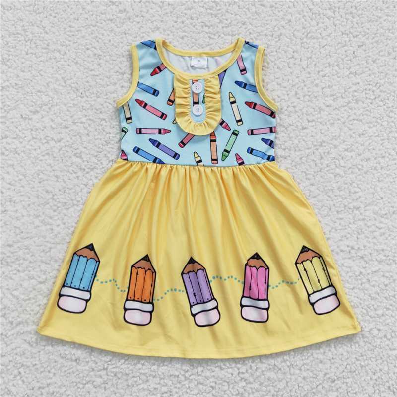 GSD0383 Baby Girls Sleeveless Pencil Back To School Knee Length Dresses