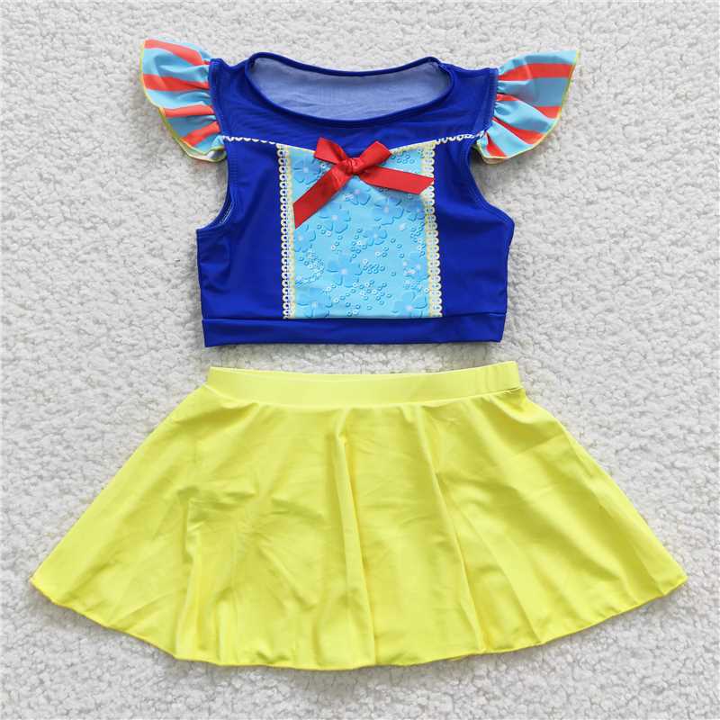 S0144 Baby Girls Princess Blue Two Pieces Swimsuits