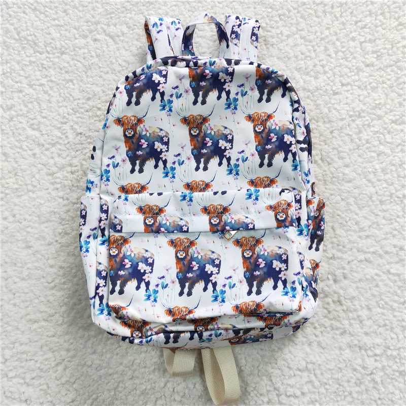 BA0078 Baby Kids Children Cow Flowers Print Western Back Bags