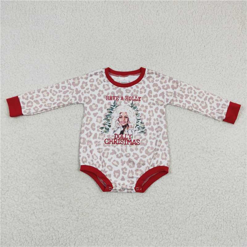 12.3 RTS NO MOQ (In stock)LR0283 Baby Girls Christmas Holly Rompers