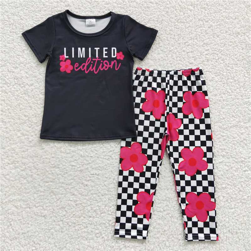 GSPO0619 LIMITED black short-sleeved plaid trousers suit