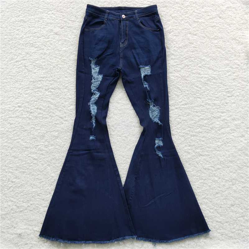 P0118 Adult Women Bell Bottom Denim Jeans Pants Trousers