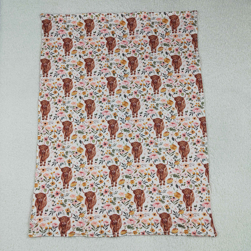 BL0011 RTS NO MOQ Baby Blankets Baby Girls pink cow western blankets