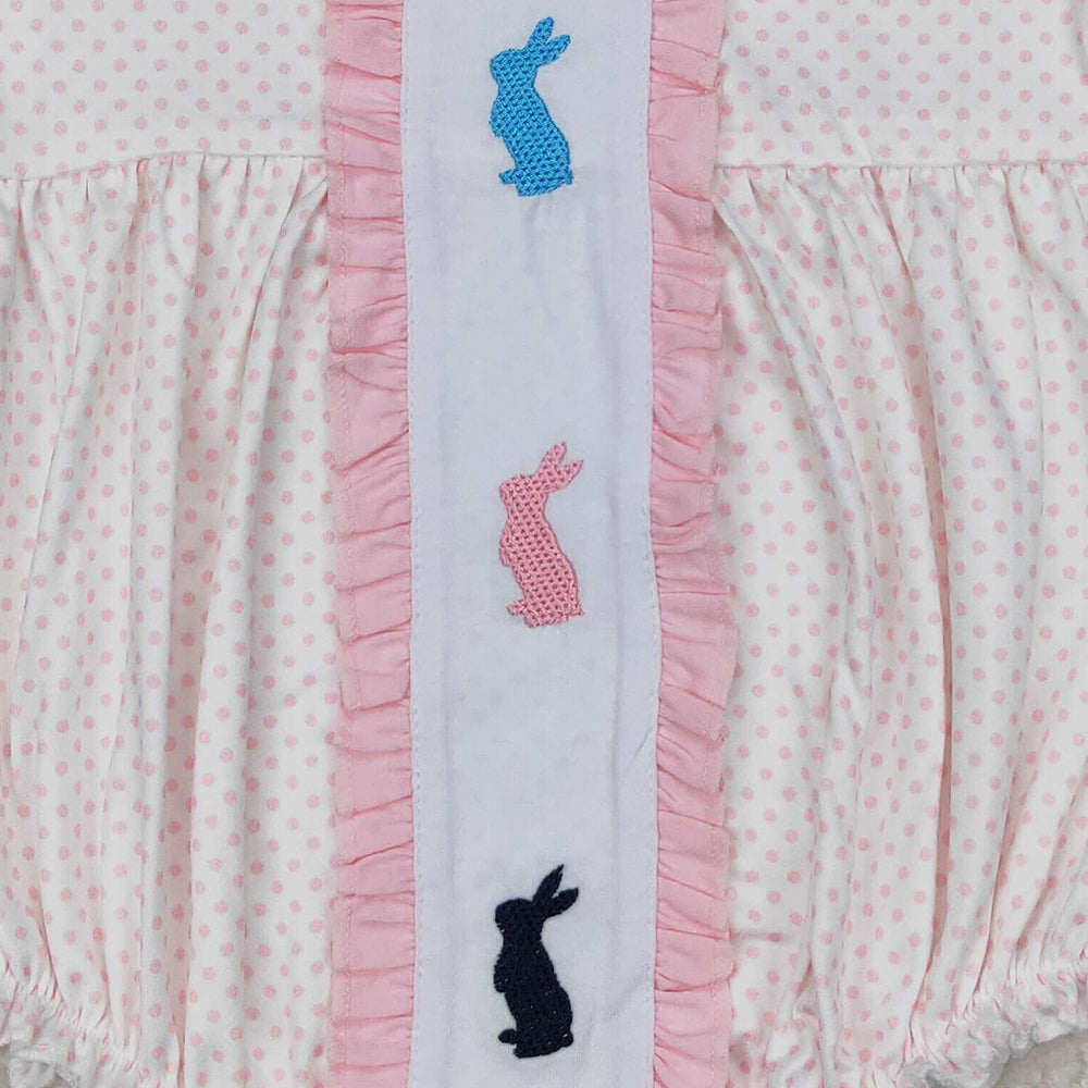 SR2545 New Rts No Moq 8-9 Days By Air Arrived it Short sleeves polka dots bunny baby girls Easter romper