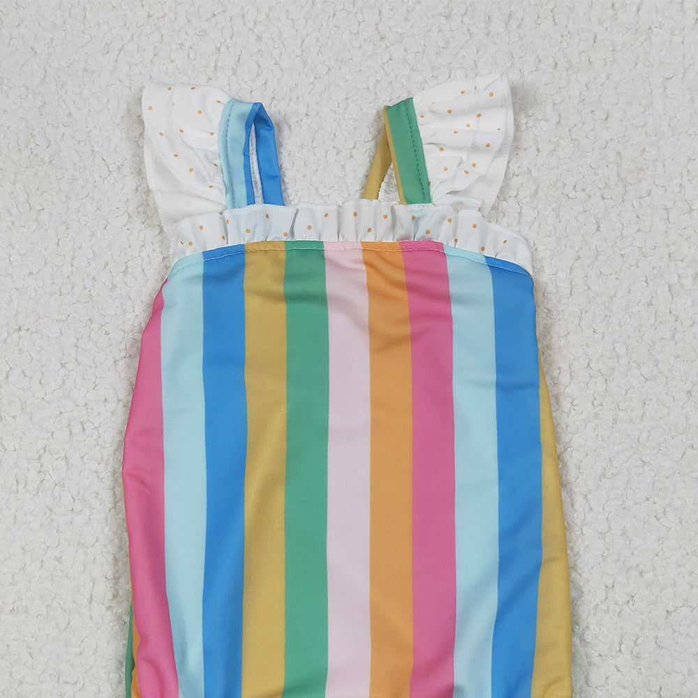 6.10 S0550 RTS NO MOQ Baby Girls Summer Swimsuits baby girl clothes colorful striped swimsuit