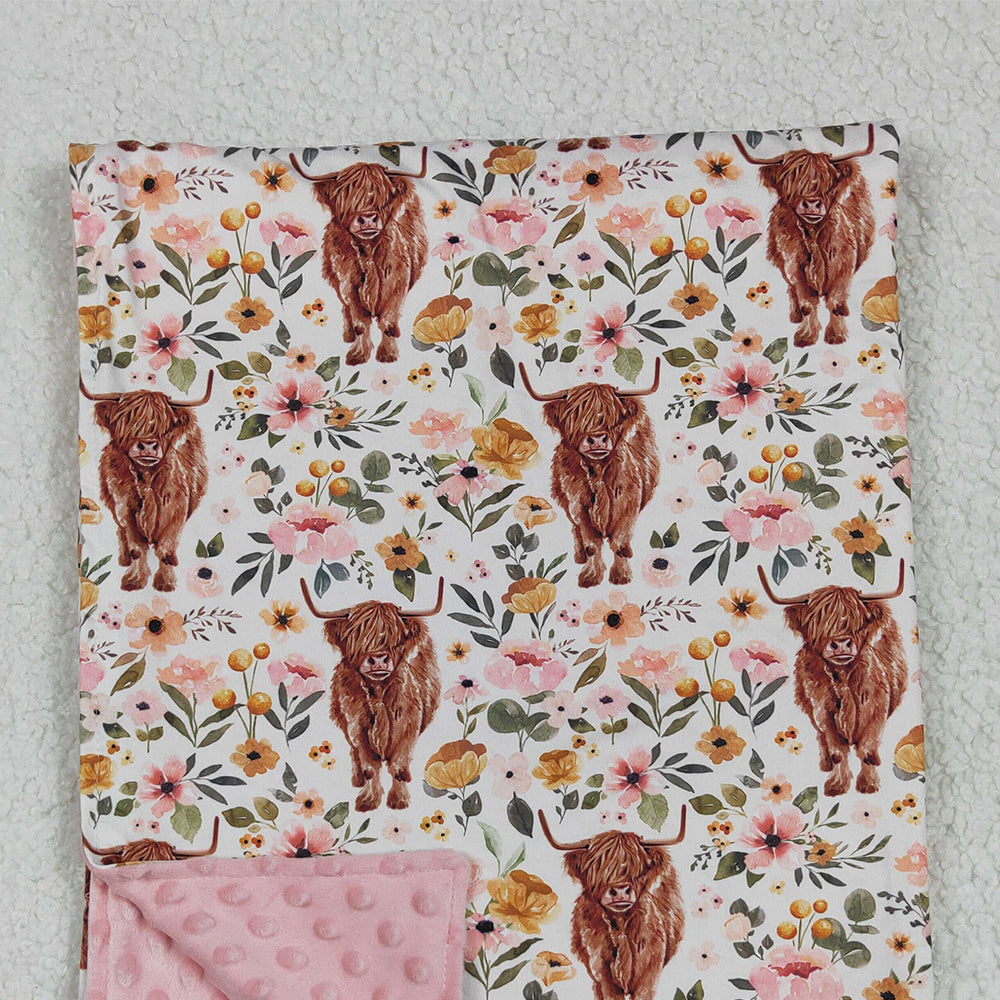 BL0011 RTS NO MOQ Baby Blankets Baby Girls pink cow western blankets